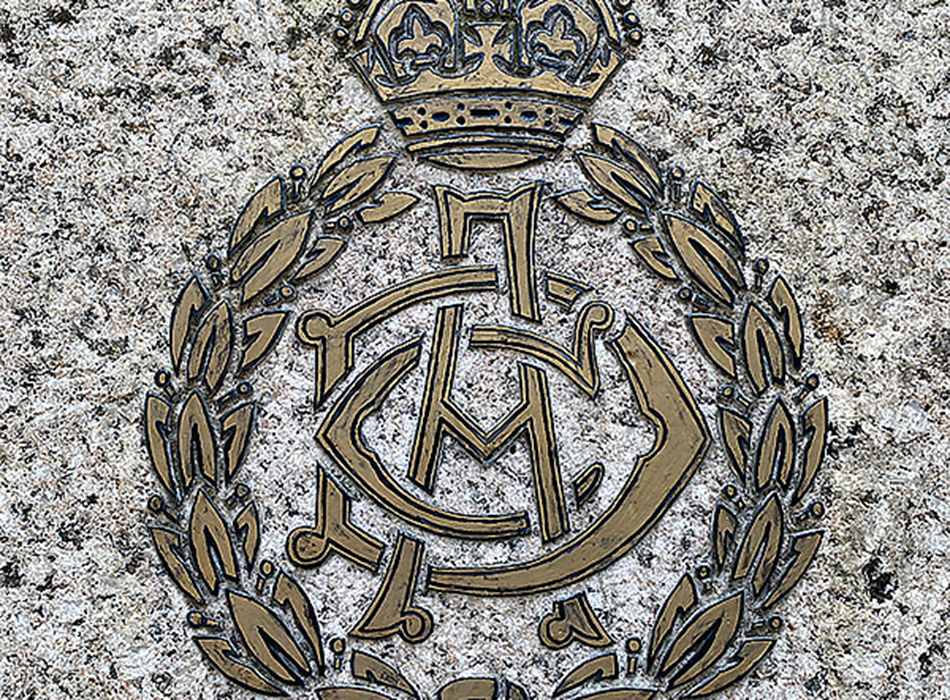 memorial stone Army Dental Corps cap badge